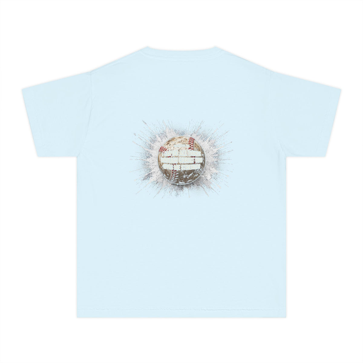 I Can Do All Things Baseball Splatter Youth T-Shirt