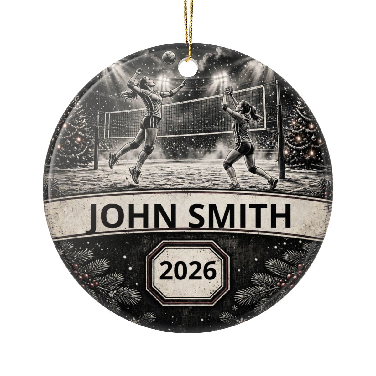 Personalized Volleyball Christmas Ornament – Custom Player Name & Year