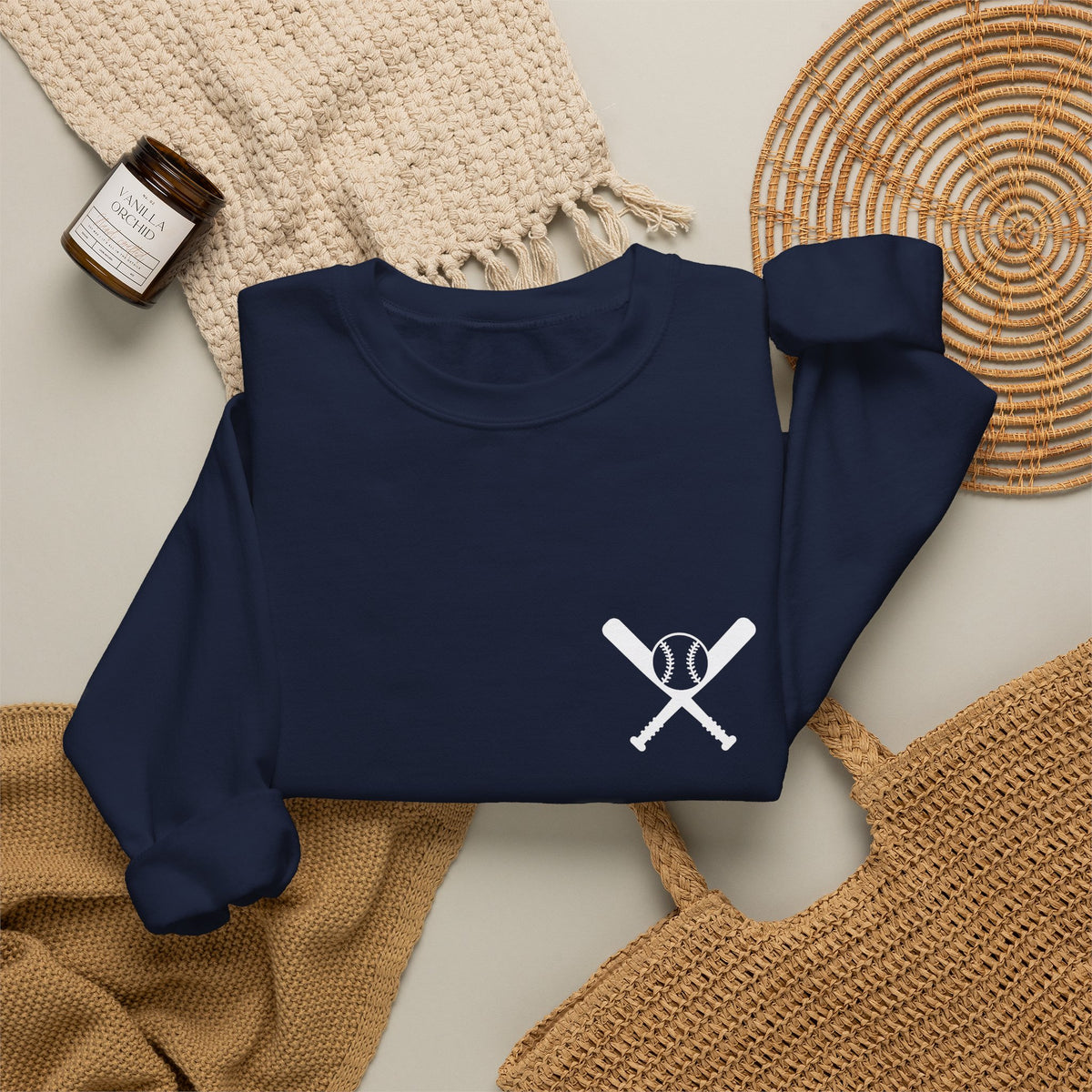 Crossed Bats Crewneck - White Print