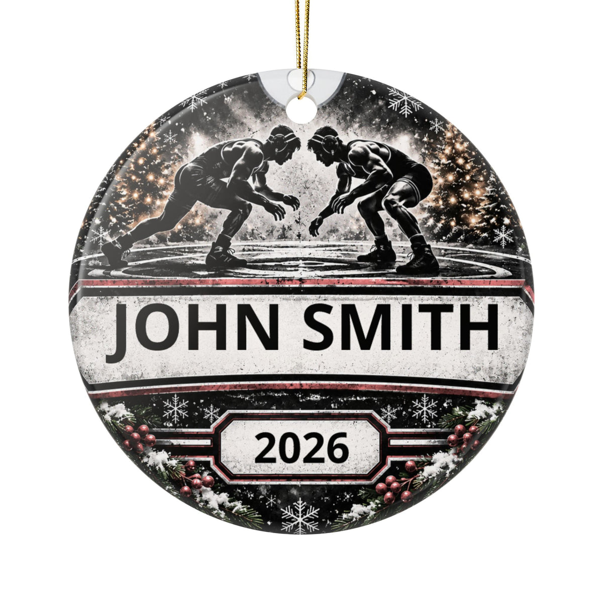 Personalized Wrestling Christmas Ornament (Custom Wrestler Name & Year)