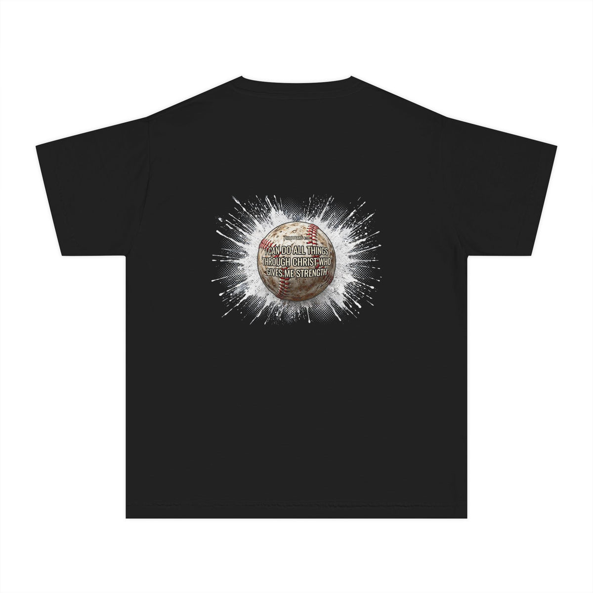 I Can Do All Things Baseball Splatter Youth T-Shirt