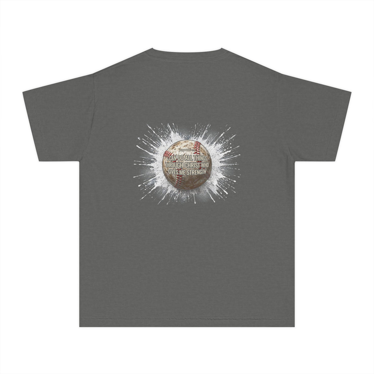 I Can Do All Things Baseball Splatter Youth T-Shirt