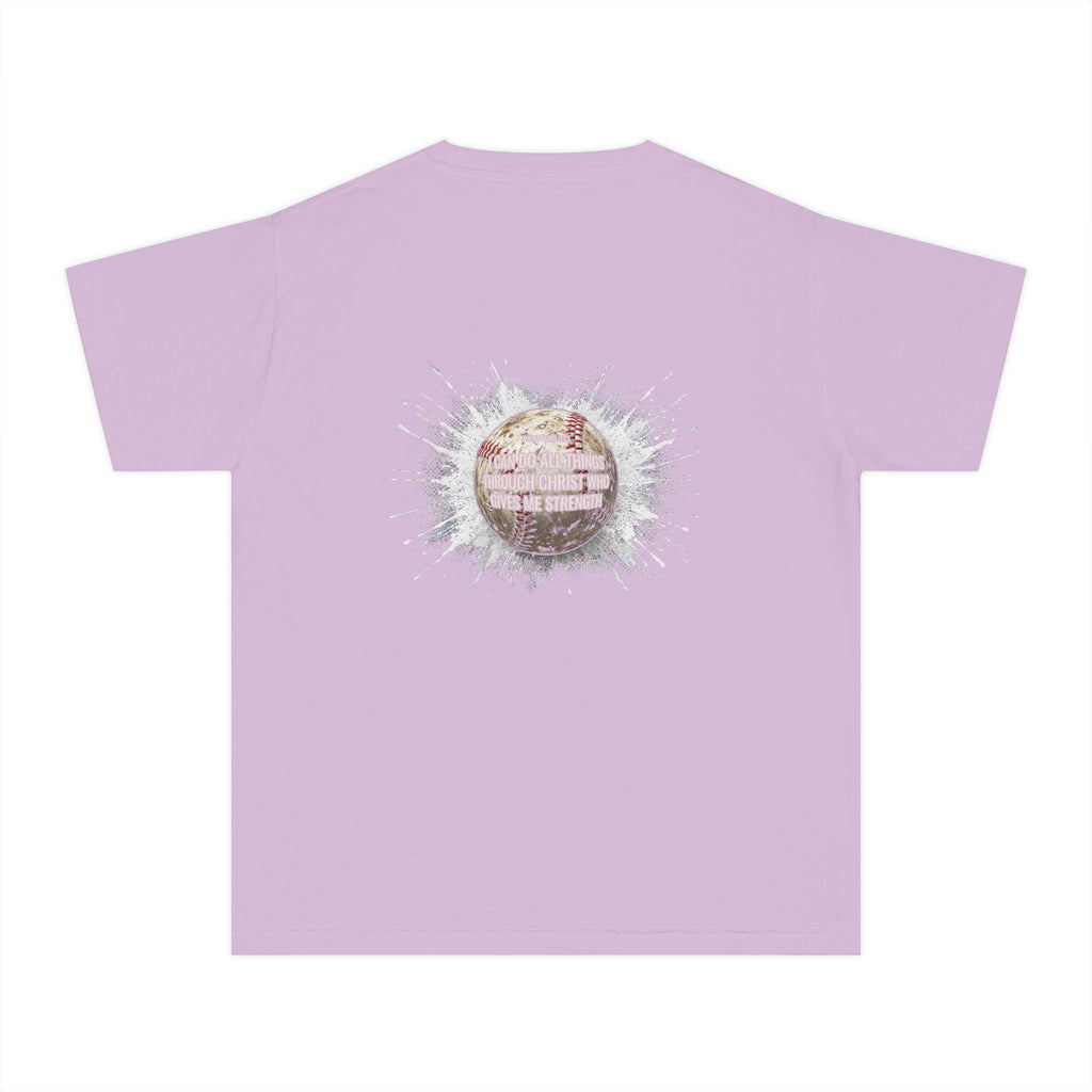 I Can Do All Things Baseball Splatter Youth T-Shirt
