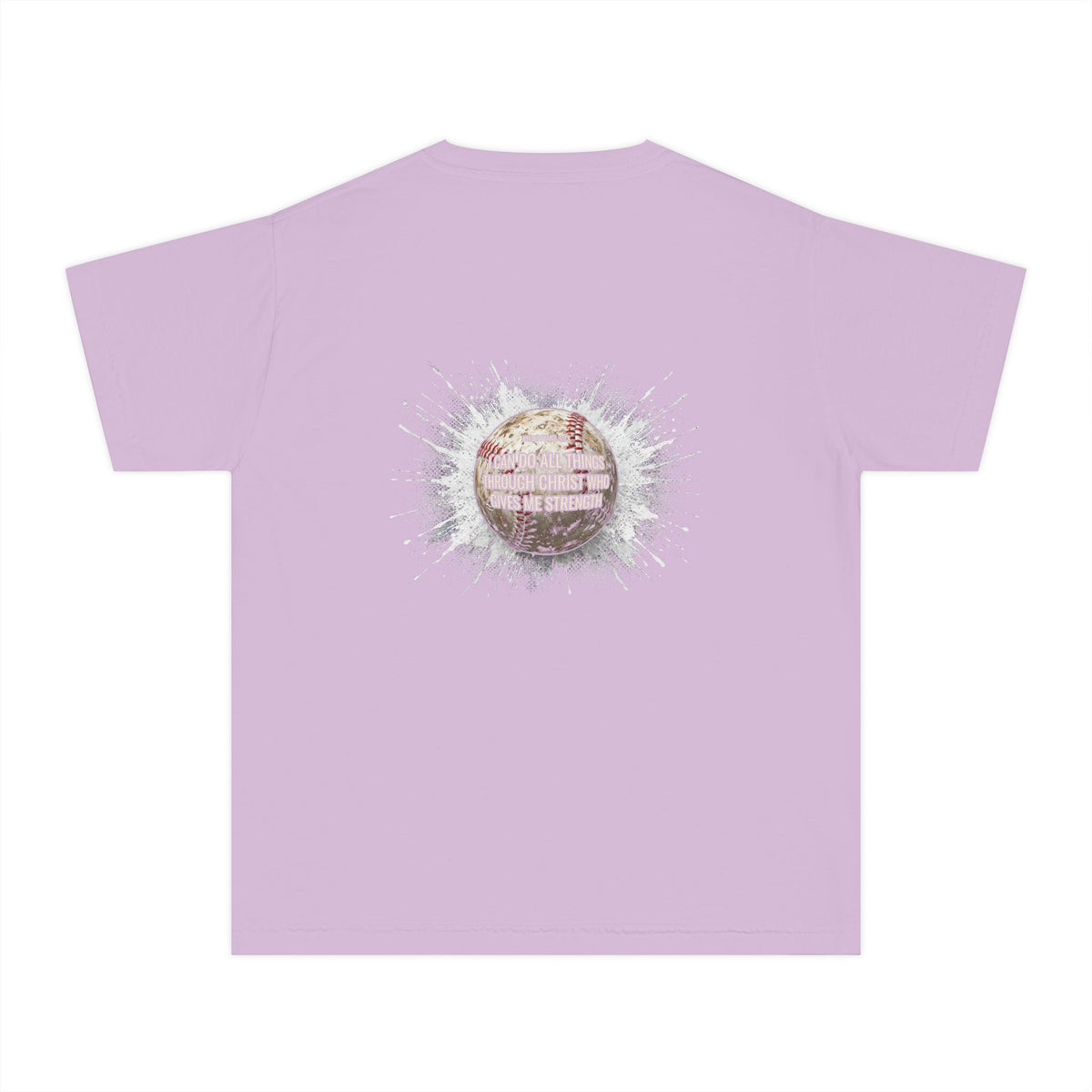 I Can Do All Things Baseball Splatter Youth T-Shirt