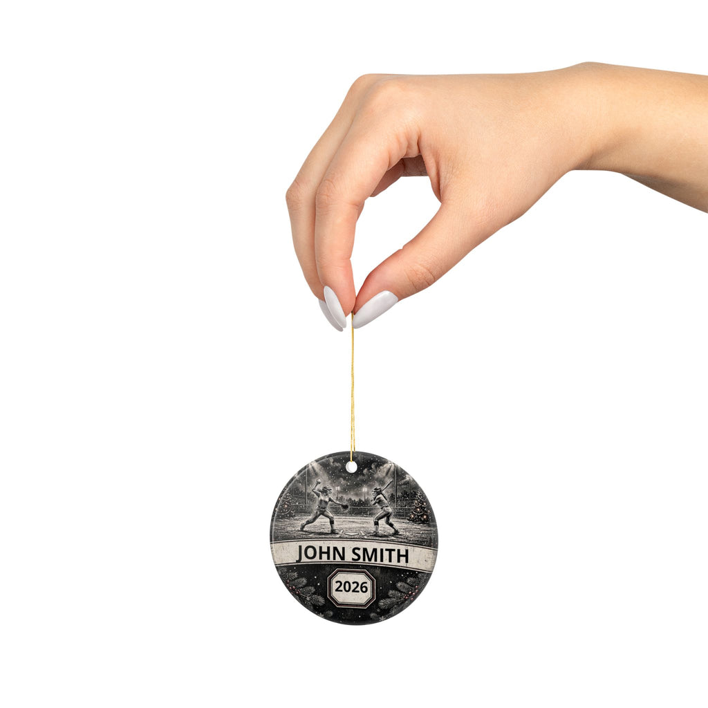 Personalized Softball Christmas Ornament – Custom Player Name & Year
