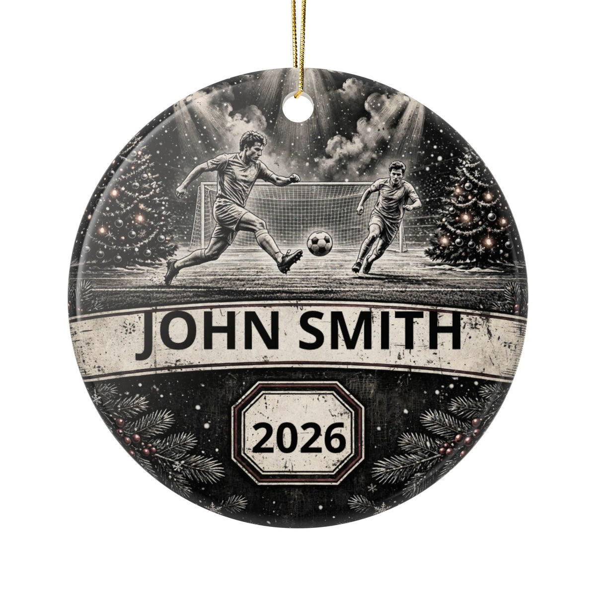 Personalized Soccer Christmas Ornament – Custom Player Name & Year