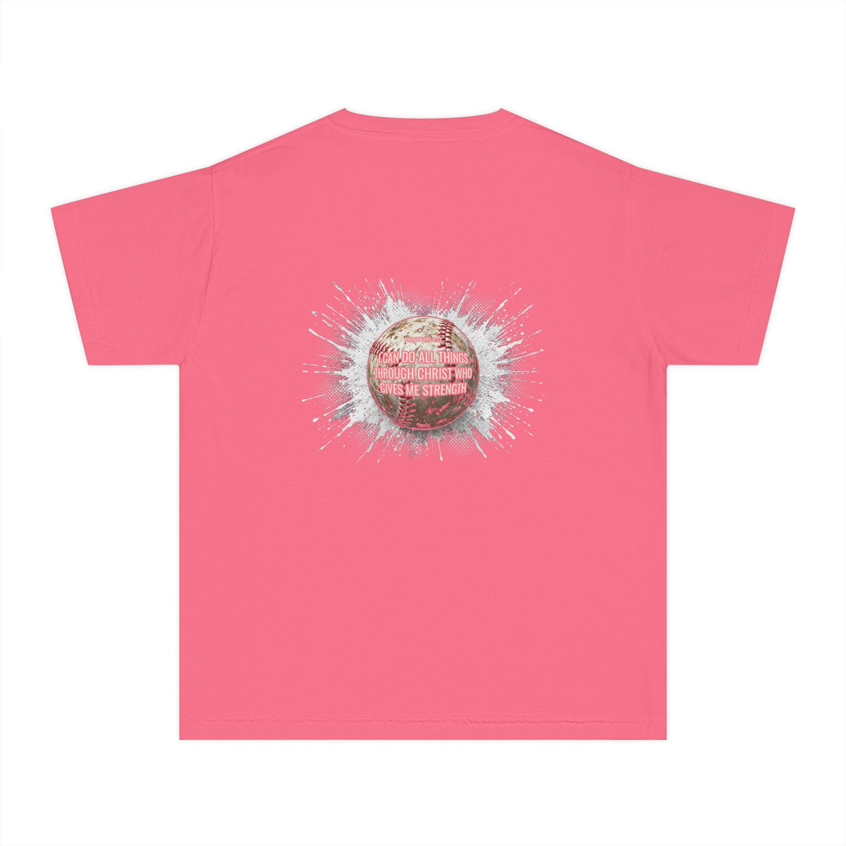 I Can Do All Things Baseball Splatter Youth T-Shirt