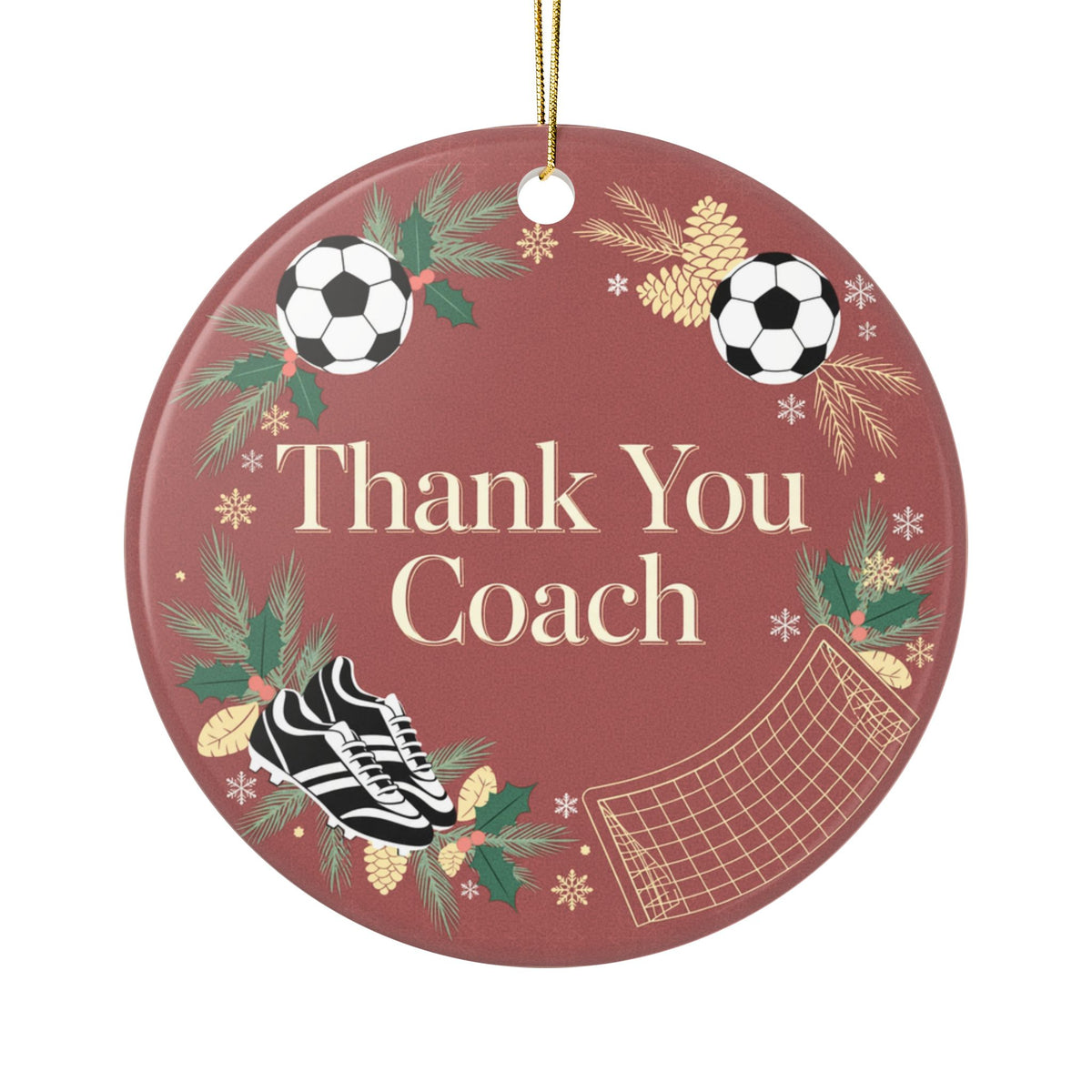 Thank You Coach Soccer Christmas Ornament