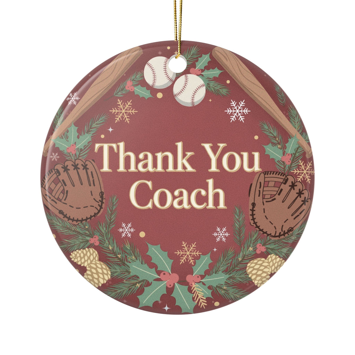 Thank You Coach Baseball Christmas Ornament