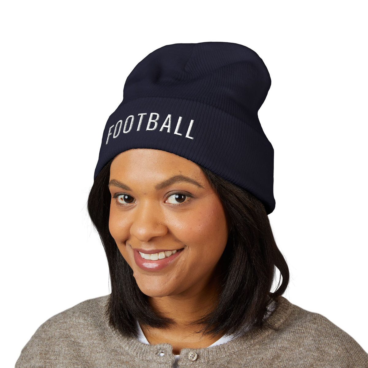 FOOTBALL Embroidered Cuff Beanie