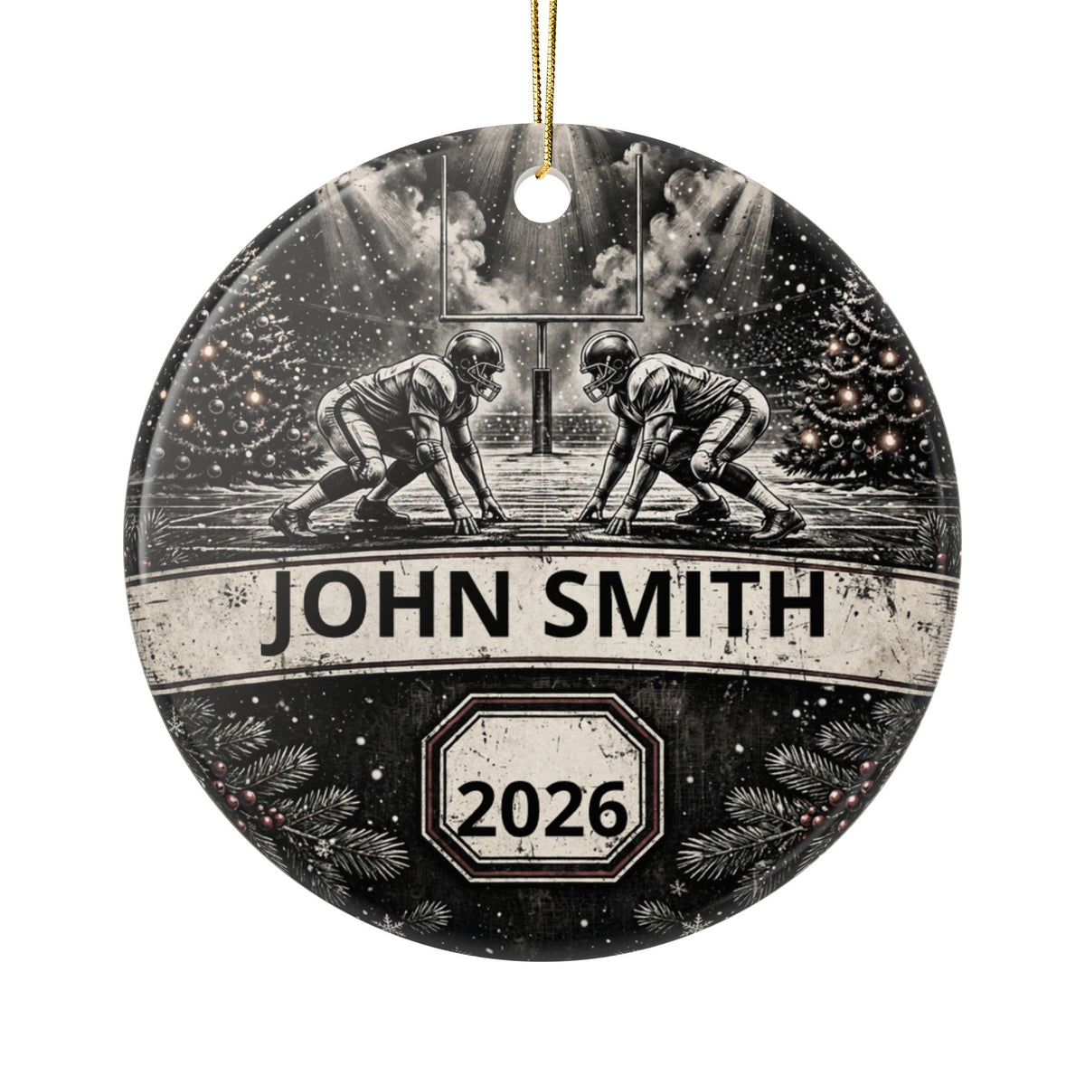 Personalized Football Christmas Ornament – Custom Player Name & Year