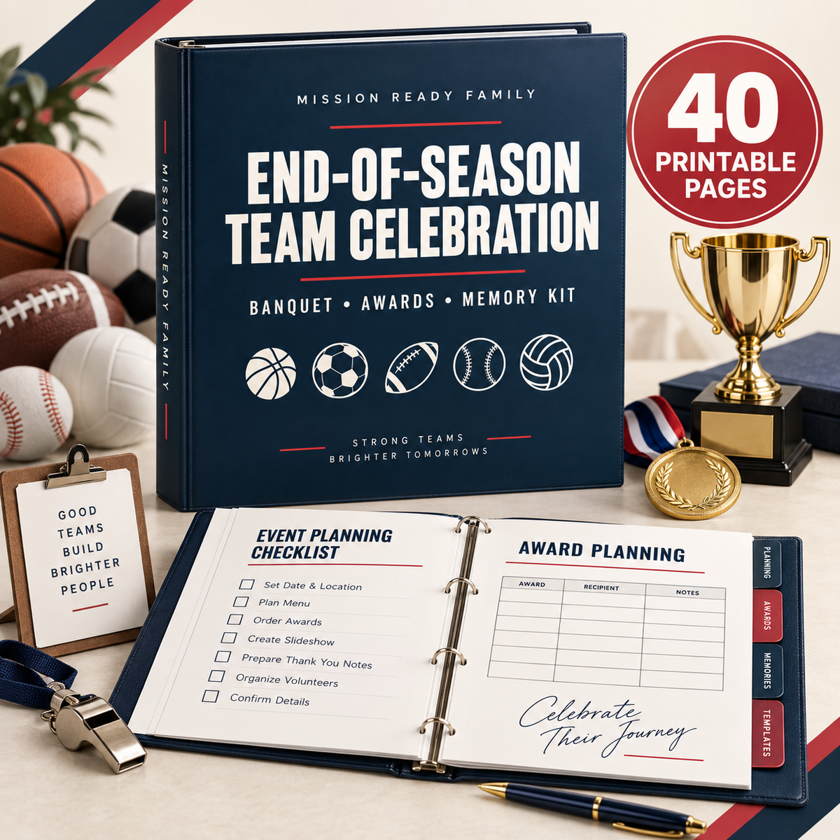 End-of-Season Team Celebration Command Center | Printable Banquet, Awards & Memory Kit