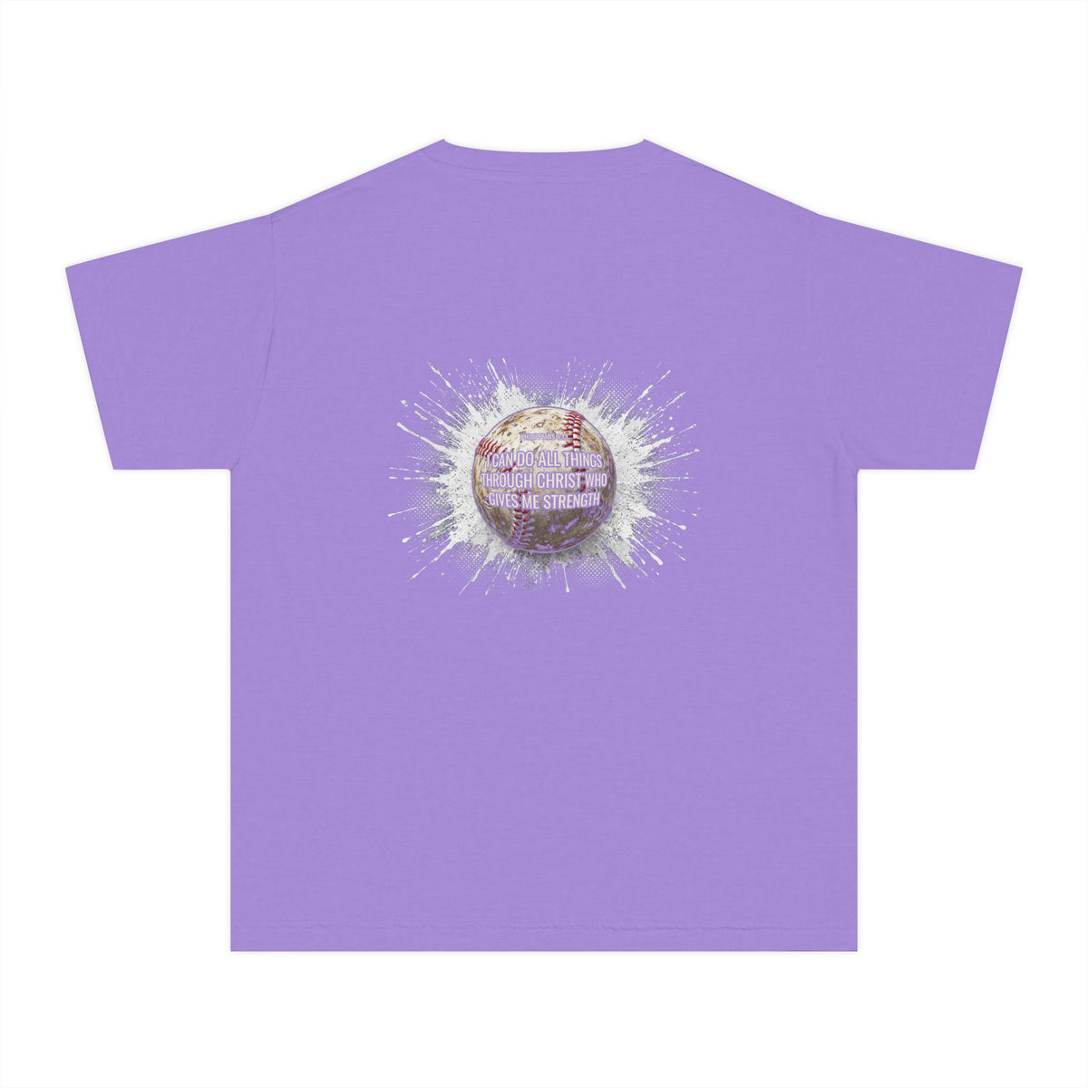 I Can Do All Things Baseball Splatter Youth T-Shirt