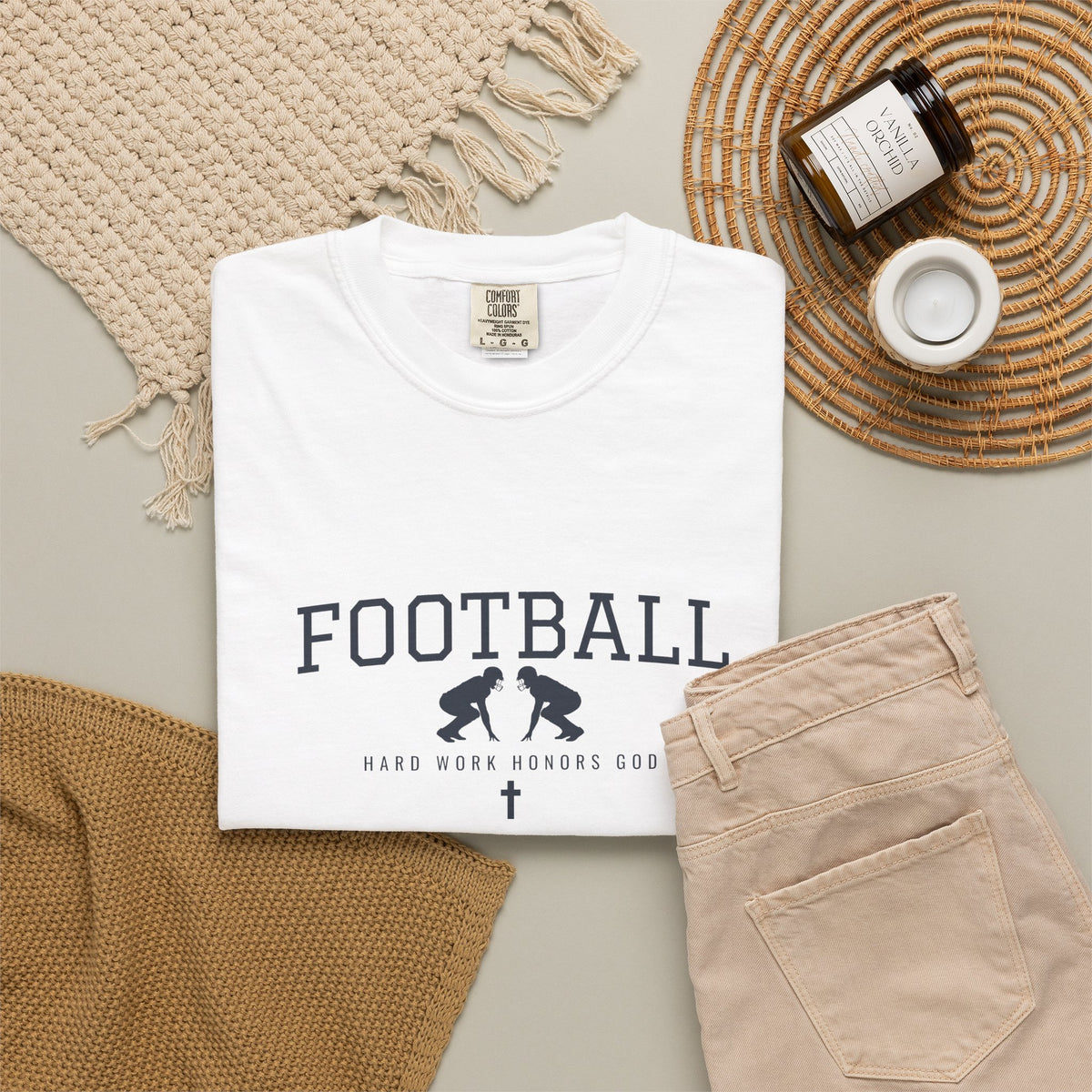 Hard Work Honors God Football T-Shirt