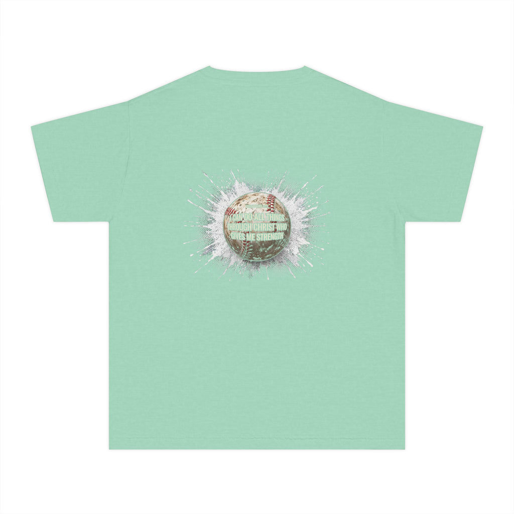 I Can Do All Things Baseball Splatter Youth T-Shirt