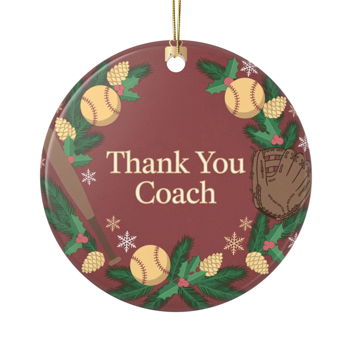 Thank You Coach Softball Christmas Ornament
