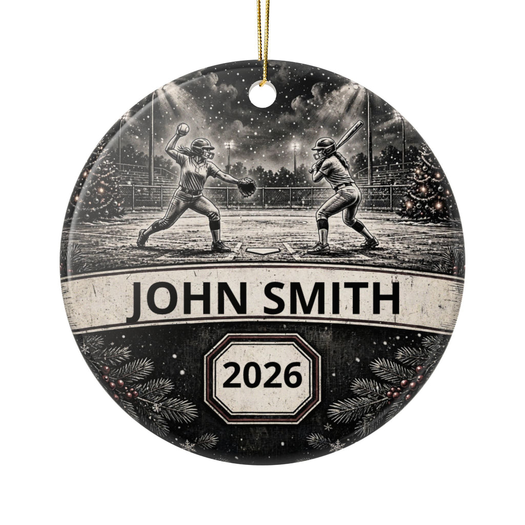 Personalized Softball Christmas Ornament – Custom Player Name & Year