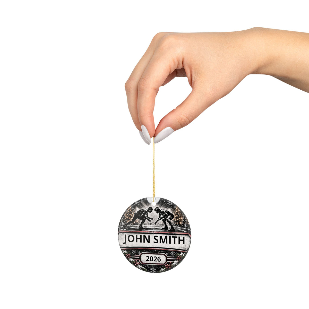 Personalized Wrestling Christmas Ornament (Custom Wrestler Name & Year)