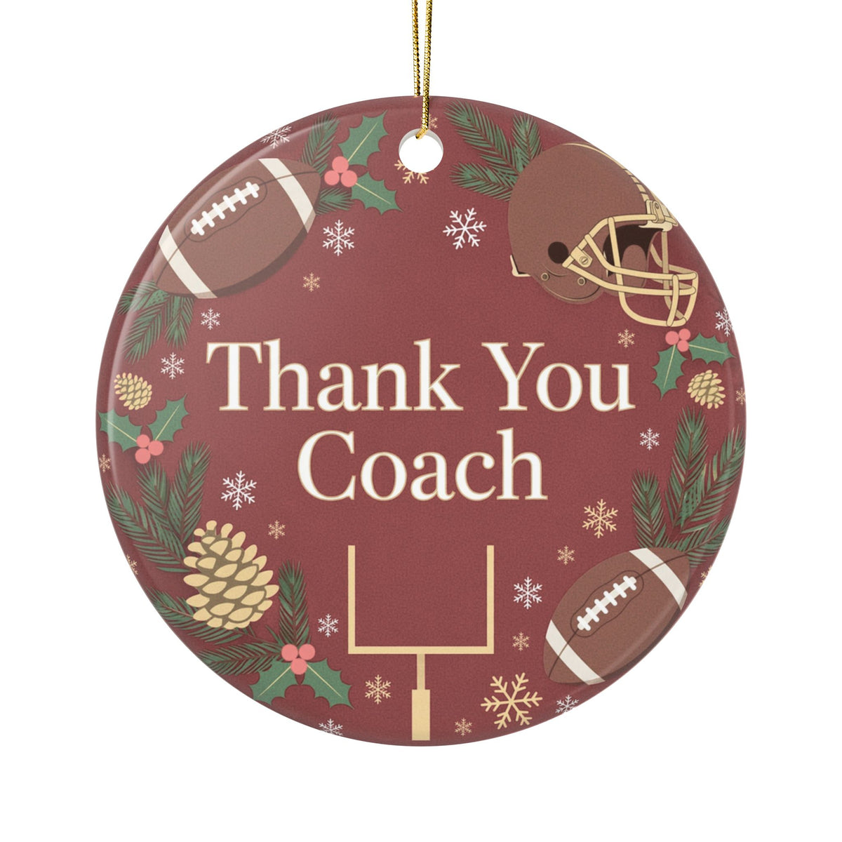 Thank You Coach Football Christmas Ornament