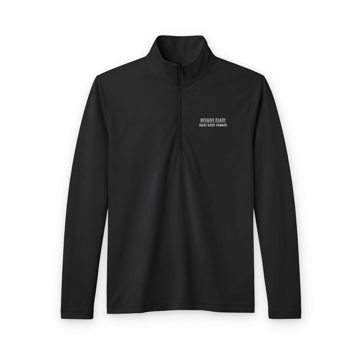 Raise Good Humans Embroidered Quarter-Zip Pullover - White Stitch