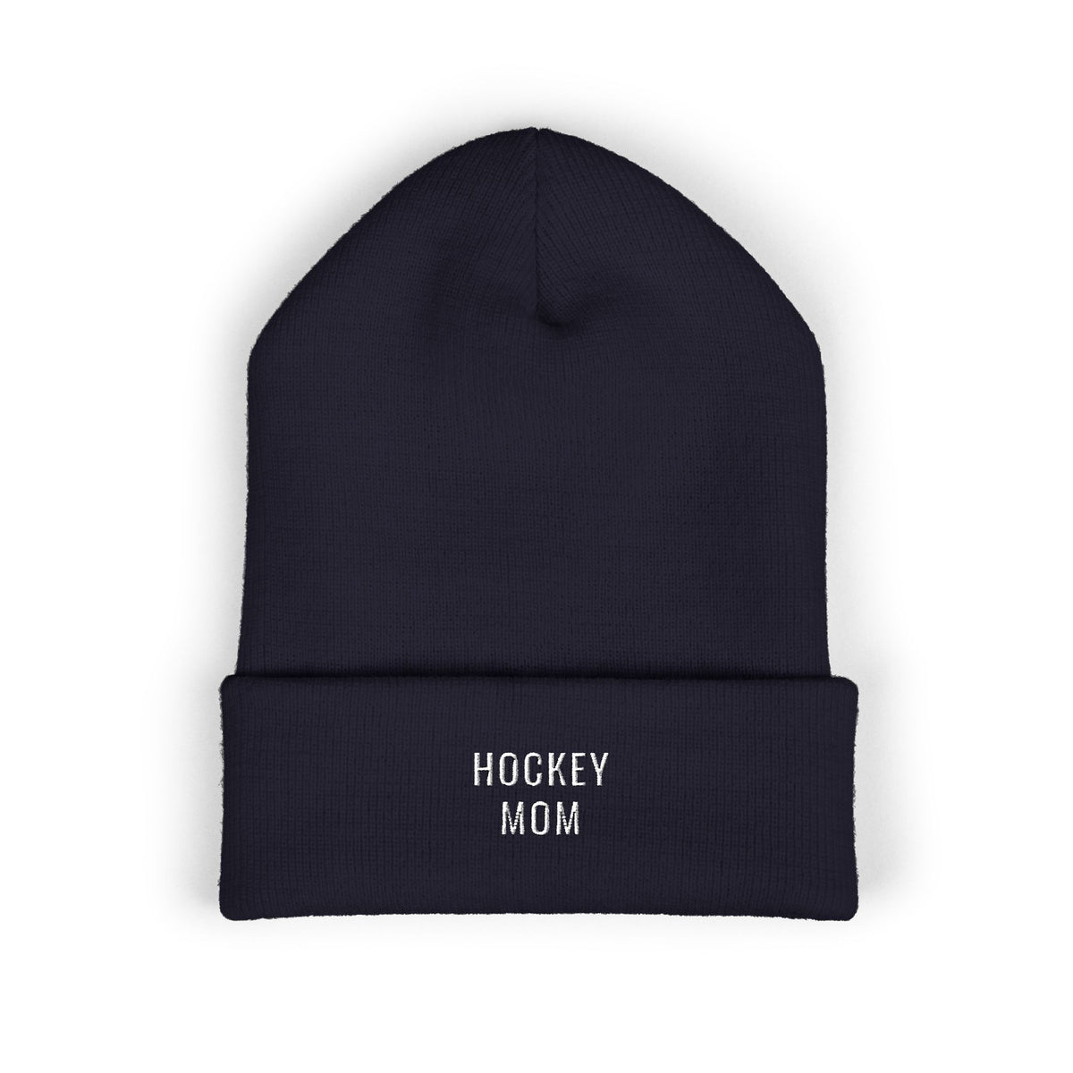 HOCKEY MOM Embroidered Cuff Beanie