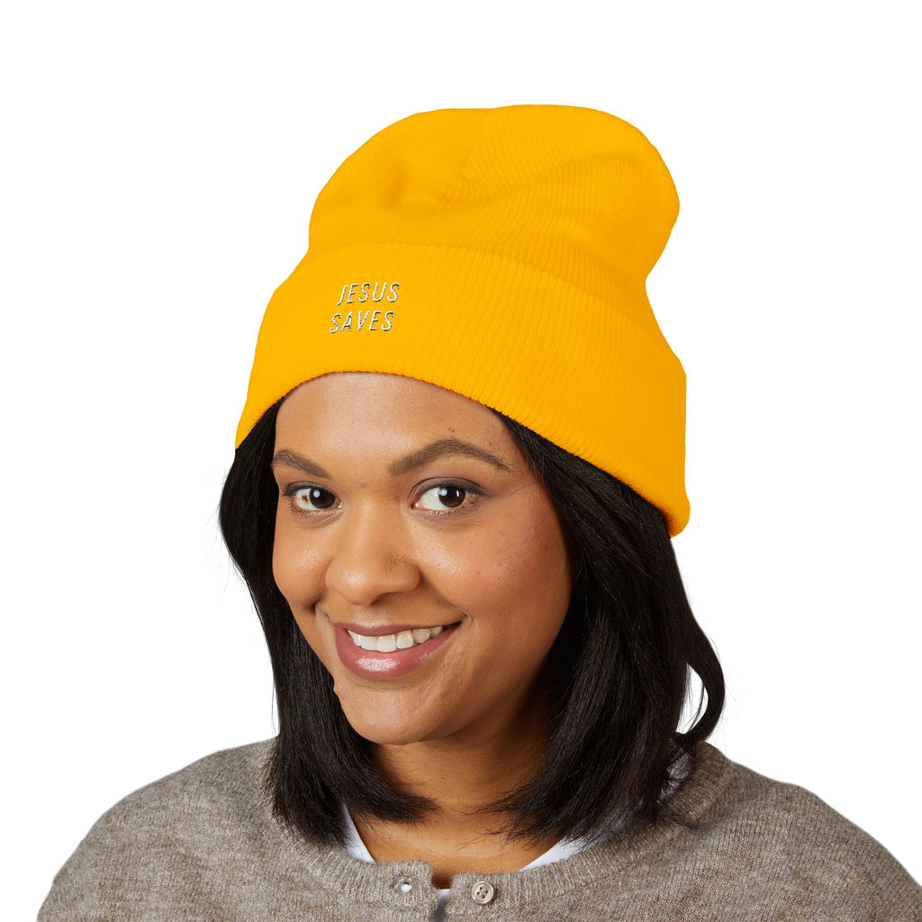 JESUS SAVES Embroidered Cuff Beanie