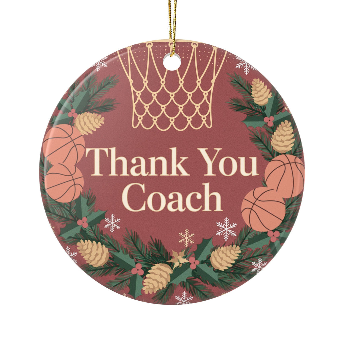 Thank You Coach Basketball Christmas Ornament