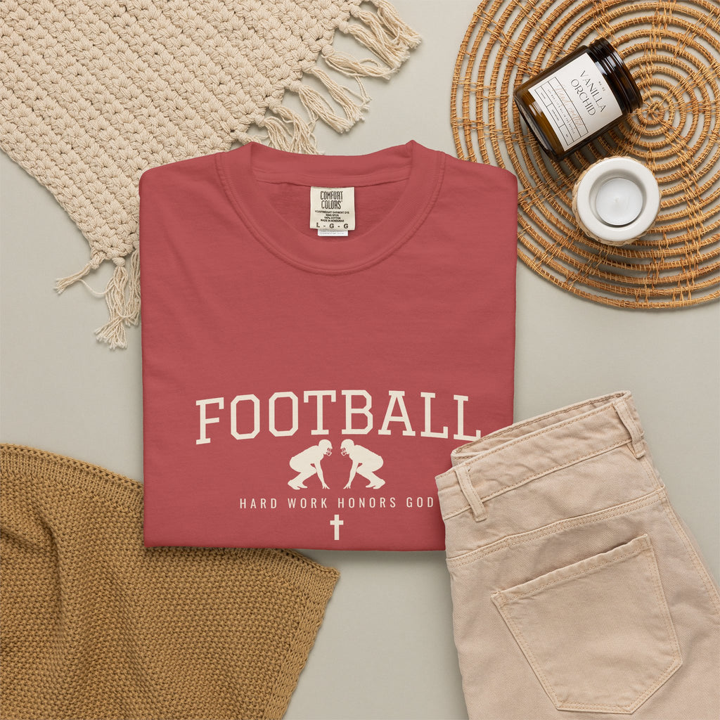 Hard Work Honors God Football T-Shirt