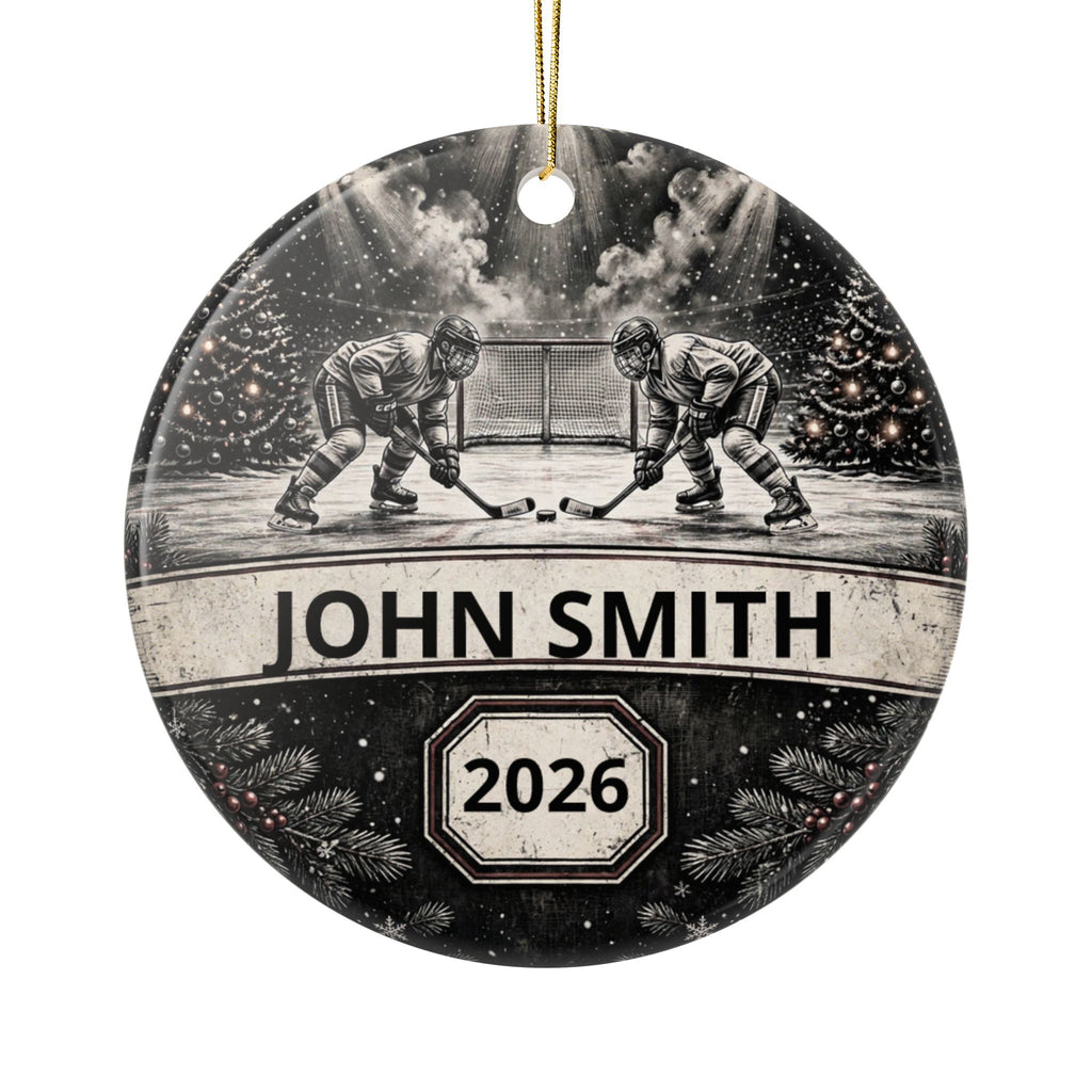 Personalized Hockey Christmas Ornament – Custom Player Name & Year