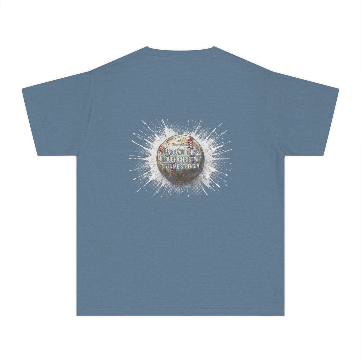 I Can Do All Things Baseball Splatter Youth T-Shirt