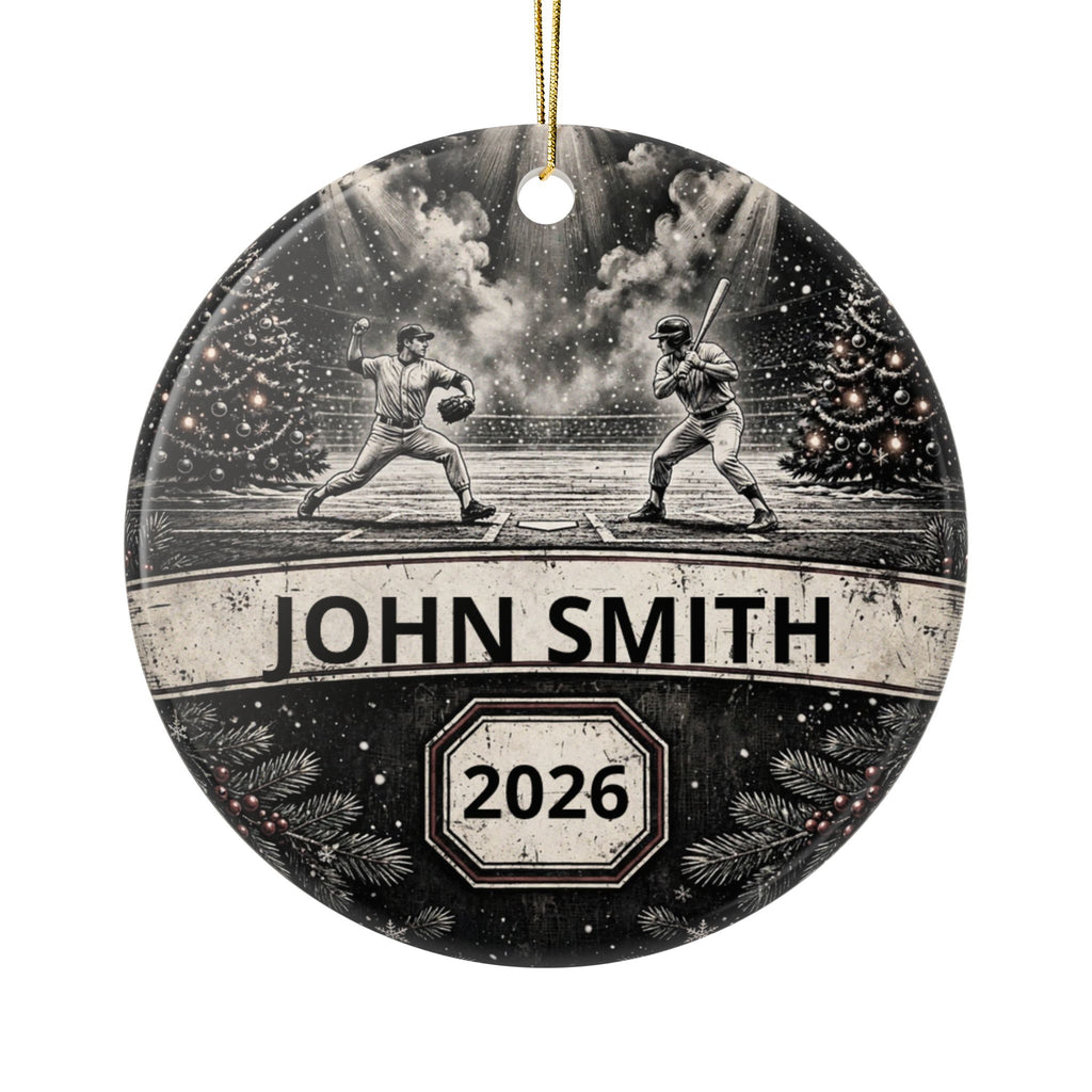 Personalized Baseball Christmas Ornament – Custom Player Name & Year
