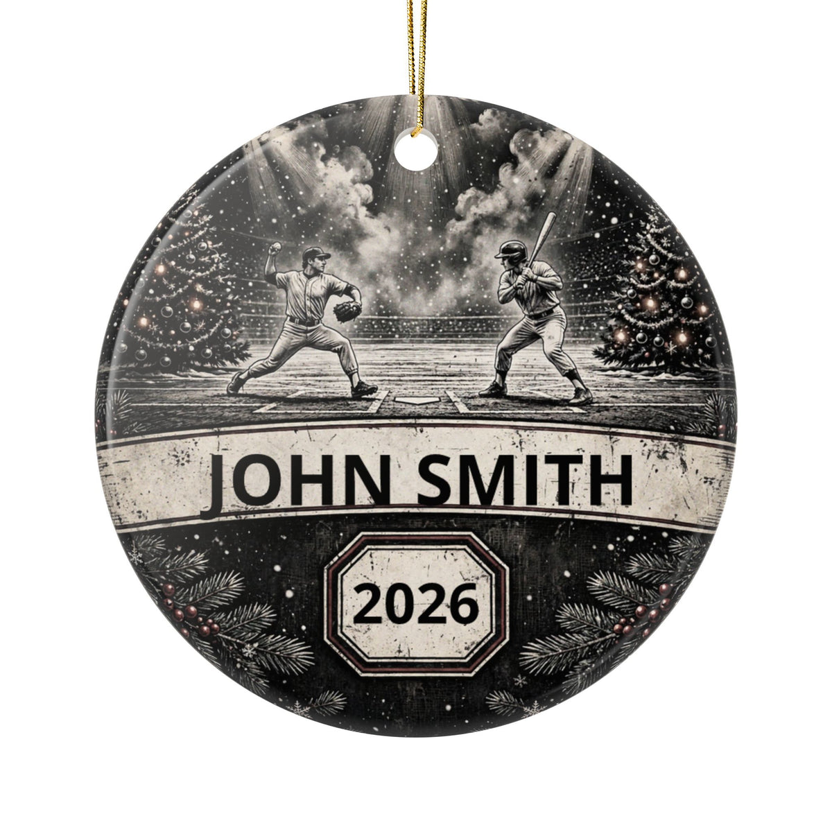 Personalized Baseball Christmas Ornament – Custom Player Name & Year