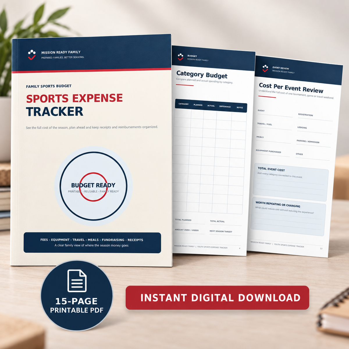 Youth Sports Expense & Budget Tracker printable PDF