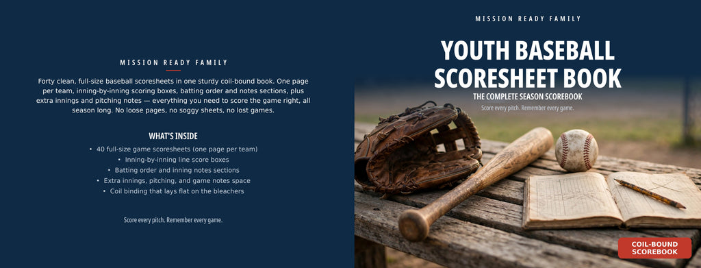 Baseball scoresheet book interior spread preview