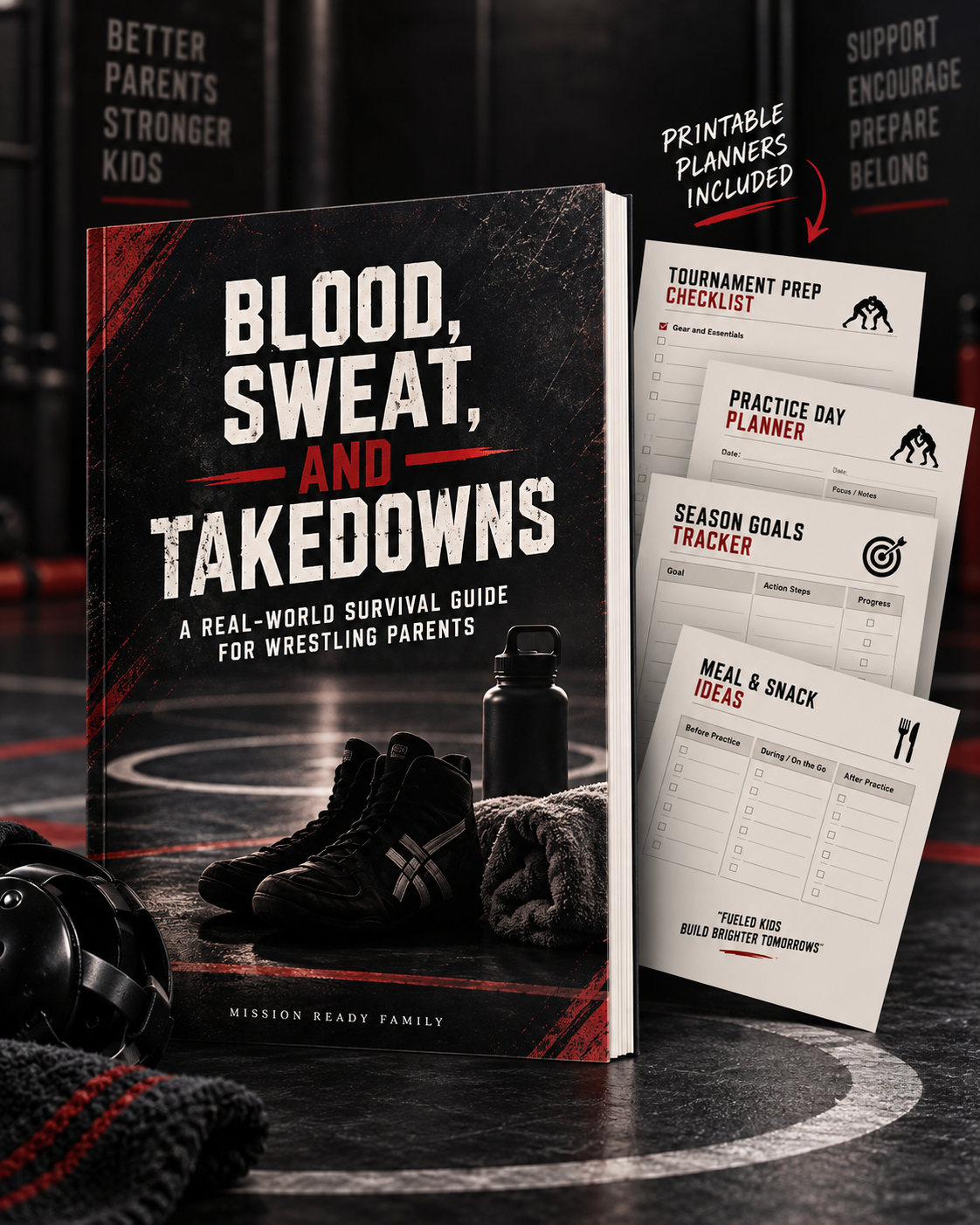 Blood Sweat and Takedowns wrestling parent guide and printable planner bundle