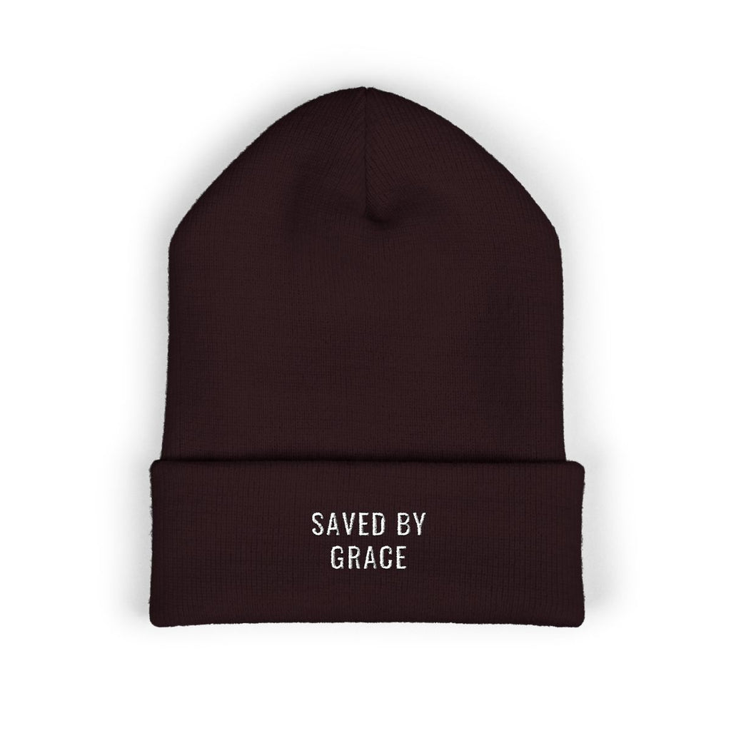 SAVED BY GRACE Embroidered Cuff Beanie
