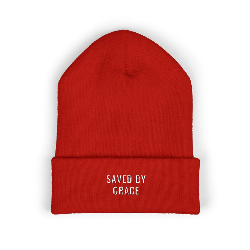 SAVED BY GRACE Embroidered Cuff Beanie